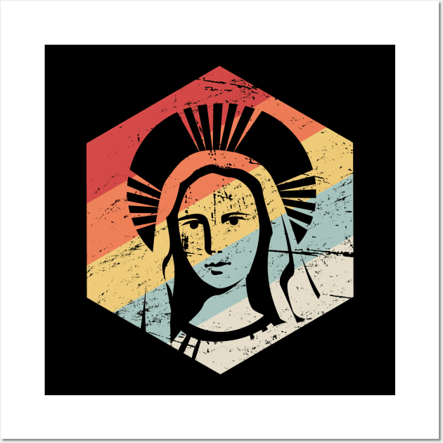 Retro 70s Catholic Virgin Mary Icon Wall Art by Wizardmode